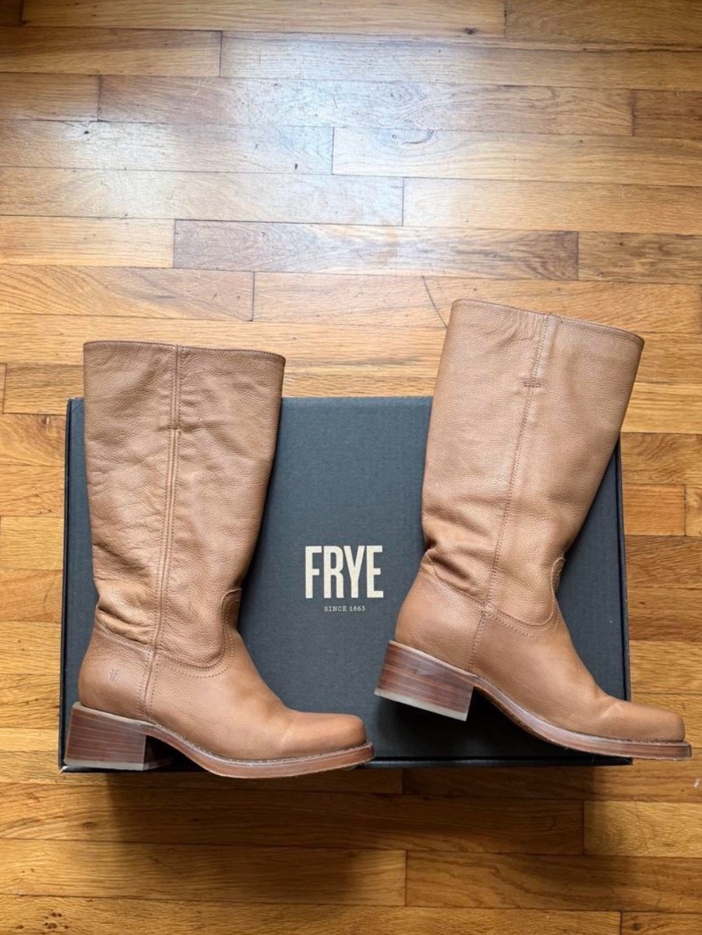 Frye Campus 14L Wide Calf Boots Light Brown Size 8 - Picture 4 of 5
